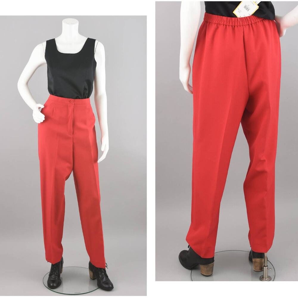 Vintage 90s High Waisted Red Dress Pants, Leslie Fay, Women's Size 14, 32" Waist